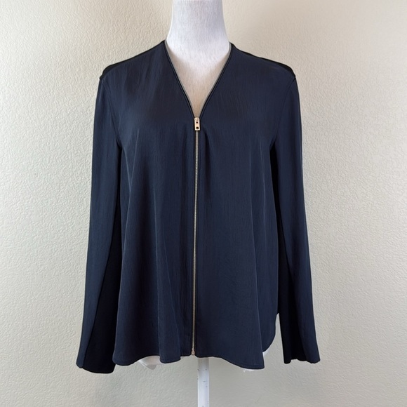 Rag & Bone Navy Blue Zipper Front Vanessa Blouse Size Small - Picture 2 of 11
